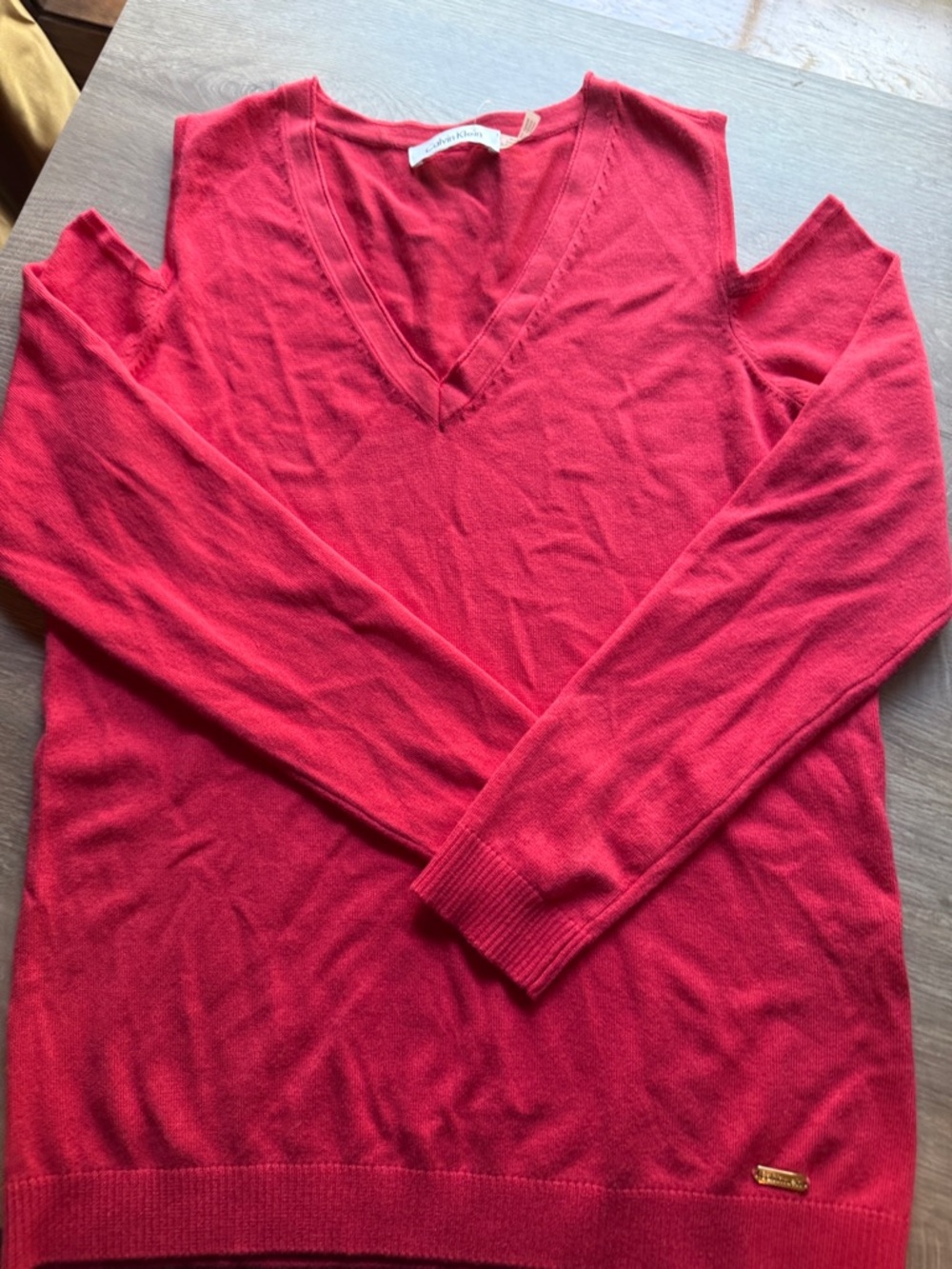 Calvin Klein Men's V-Neck Sweater in Red